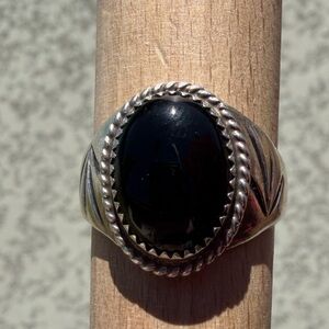 Men’s Vintage Sterling Silver Black Onyx Ring Size 13
